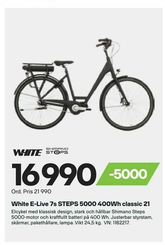 XXL White E-Live 7s STEPS 5000 400Wh classic 21 erbjuda