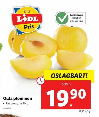 Lidl Gula plommon erbjuda