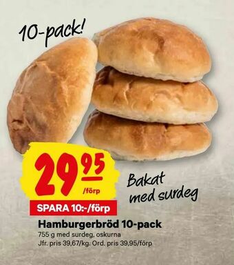 City Gross Hamburgerbröd 10-pack erbjuda
