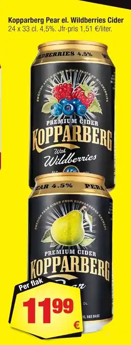 Calle Kopparberg pear el. wildberries cider erbjuda