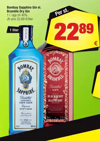 Calle Bombay sapphire gin el. bramble dry gin erbjuda