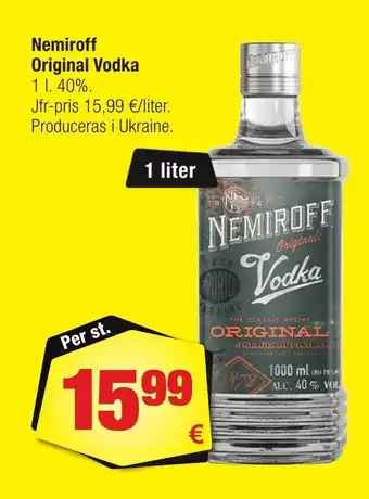 Calle Nemiroff original vodka erbjuda