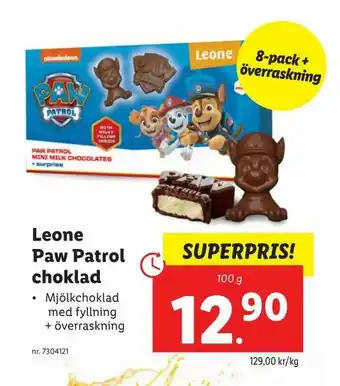 Lidl Leone Paw Patrol choklad erbjuda