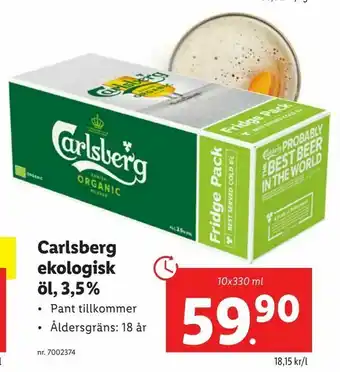 Lidl Carlsberg ekologisk öl, 3,5 % erbjuda