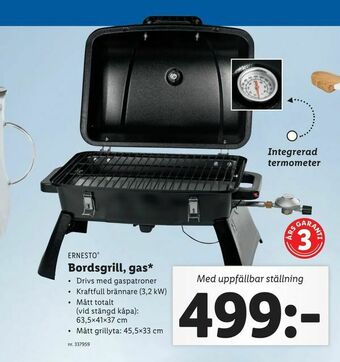 Bordsgrill, gas