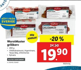 Lidl WurstMaster grillkorv erbjuda