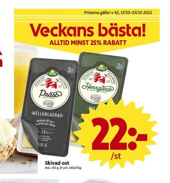 ICA Nära Arla skivad ost erbjuda