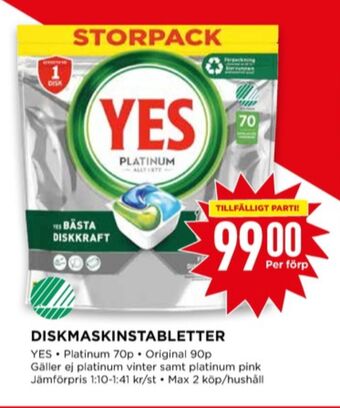 Yes diskmaskintabs