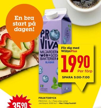 Willys Proviva fruktdryck erbjuda