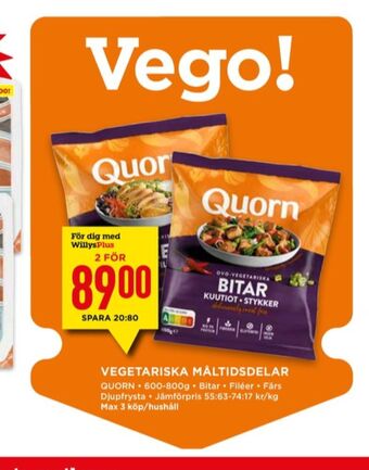 Willys Quorn vegetarmat erbjuda