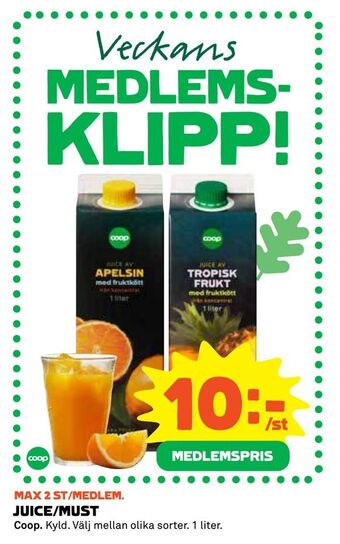 Coop Extra Juice/must erbjuda