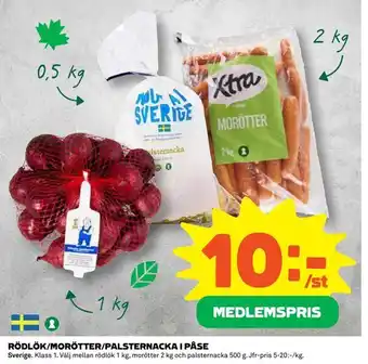 Rödlök/morötter/palsternacka
