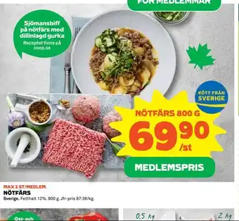 Coop Daglivs Nötfärs 800 g erbjuda