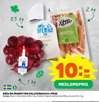 Rödlök/morötter/palsternacka i påse
