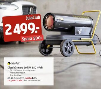 Jula Dieselvärmare 20 kw, 550 m3/h erbjuda