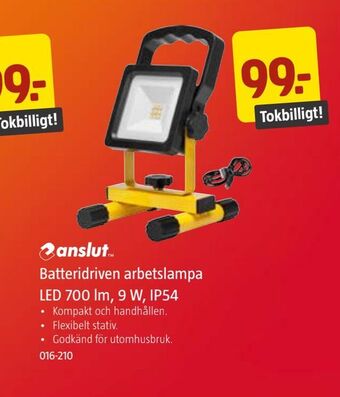 Jula Batteridriven arbetslampa led 700 lm, 9 w, ip54 erbjuda