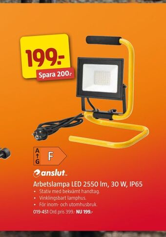 Jula Arbetslampa led 2550 lm, 30 w, ip65 erbjuda