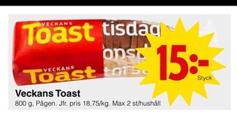 Matöppet Veckans toast erbjuda