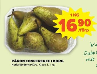 Stora Coop Päron conference i korg erbjuda