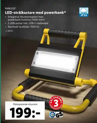 Lidl LED-Strålkastare med Powerbank erbjuda