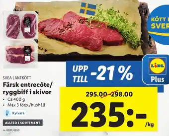 Lidl Färsk Entrecôte/Ryggbiff i Skivor erbjuda