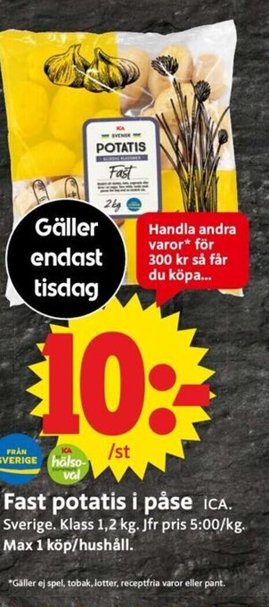 ICA Supermarket Fast Potatis I Påse erbjuda