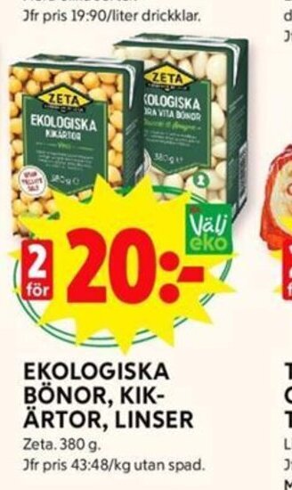 ICA Kvantum Ekologiska Bönor, Kikärtor, Linser erbjuda