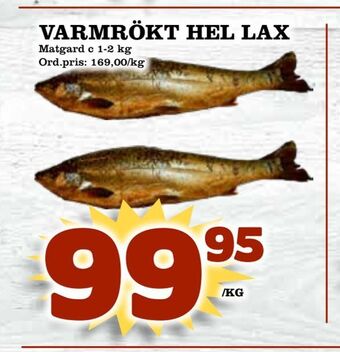 Supergrossen Varmrökt hel lax erbjuda