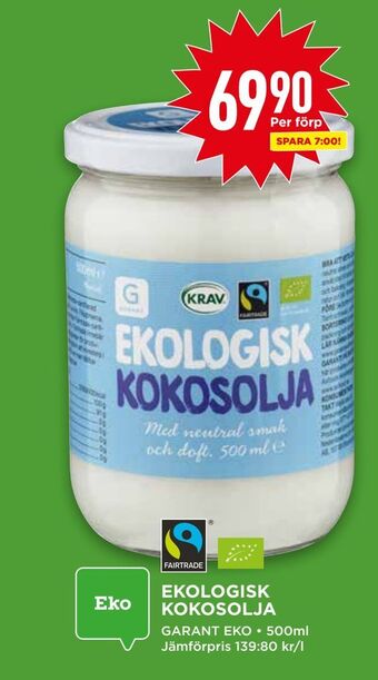 Willys Ekologisk kokosolja erbjuda