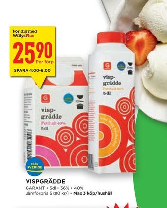 Willys Hemma Vispgrädde erbjuda