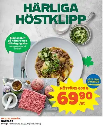Coop Nötfärs 800 g erbjuda
