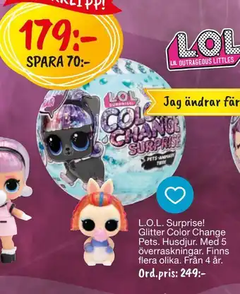 Leklust L.o.l. surprise! glitter color change pets erbjuda