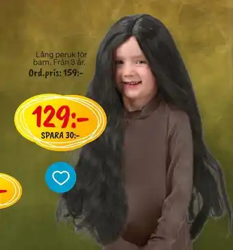 Leklust Lång peruk för barn erbjuda