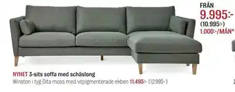 Mio 3-sits soffa med schäslong erbjuda