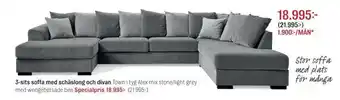 Mio 3-sits soffa med schäslong och divan erbjuda