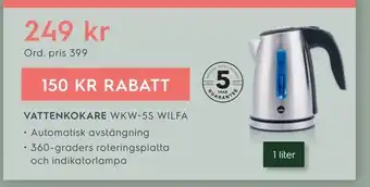 Electrolux Home Vattenkokare wkw-5s wilfa erbjuda