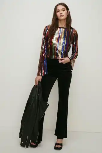 Oasis Sequin stripe scoop back top erbjuda