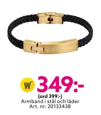 Albrekts Guld Armband i stål och läder erbjuda