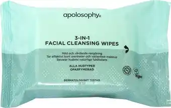 Apotek Hjärtat Apolosophy face 3in1 facial cleansing wipes 25 st erbjuda