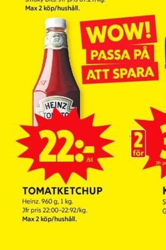 ICA Kvantum Heinz ketchup erbjuda