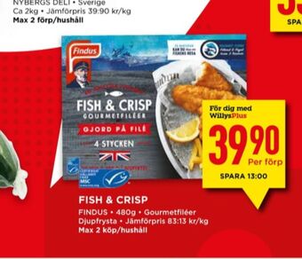 Willys Fish & crisp fiskpinnar erbjuda