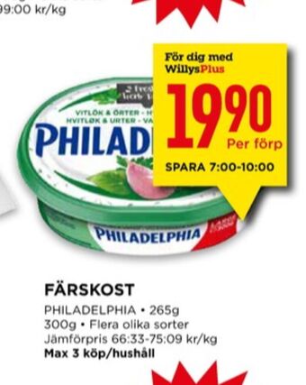 Willys Philadelphia färskost erbjuda