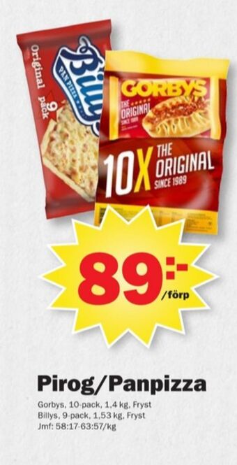 Pekås Billys pizza erbjuda