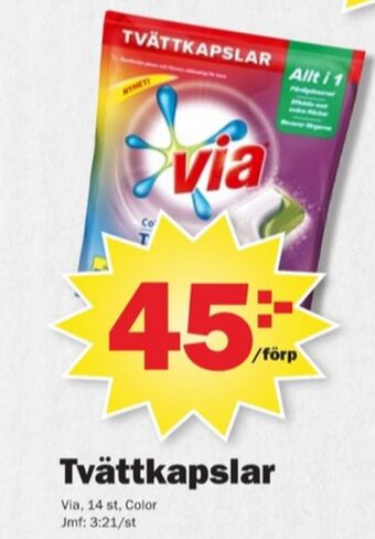 Pekås Via tvättmedel tabs erbjuda