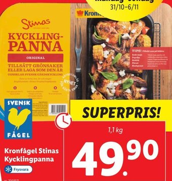 Lidl Kronfågel Stinas Kycklingpanna erbjuda