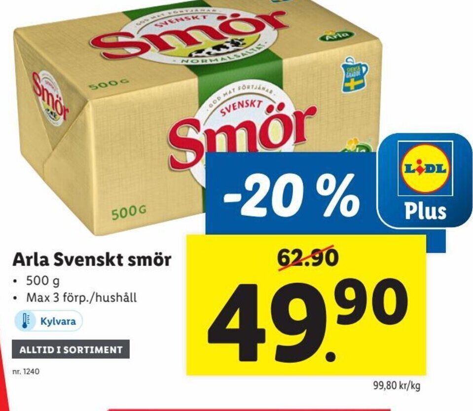 Arla Svenskt Smör erbjudande hos Lidl