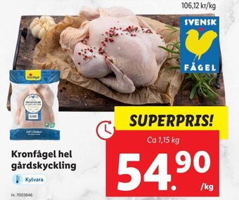 Lidl Kronfågel Hel Gårdskyckling erbjuda