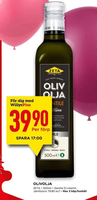 Willys Olivolja erbjuda