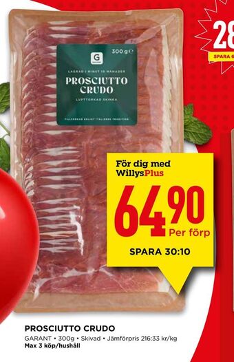 Willys Prosciutto crudo erbjuda