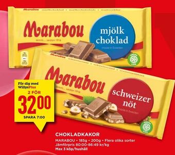 Willys Chokladkakor erbjuda